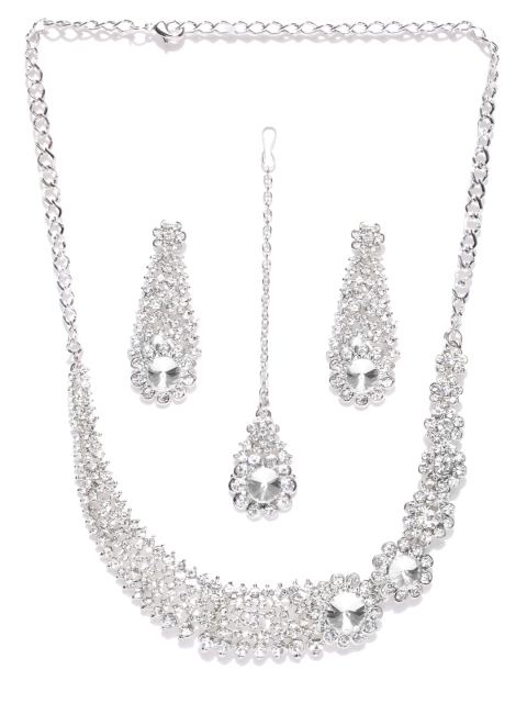 

Alamod Silver-Toned Stone-Studded Jewellery Set