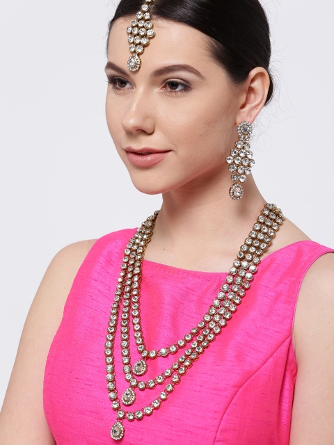 

Alamod Gold-Toned American Diamond-Studded Layered Jewellery Set
