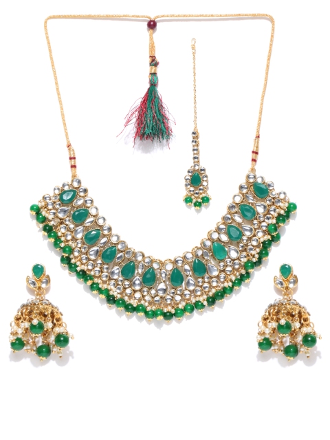 

Alamod Green & Gold-Toned Kundan-Studded Jewellery Set