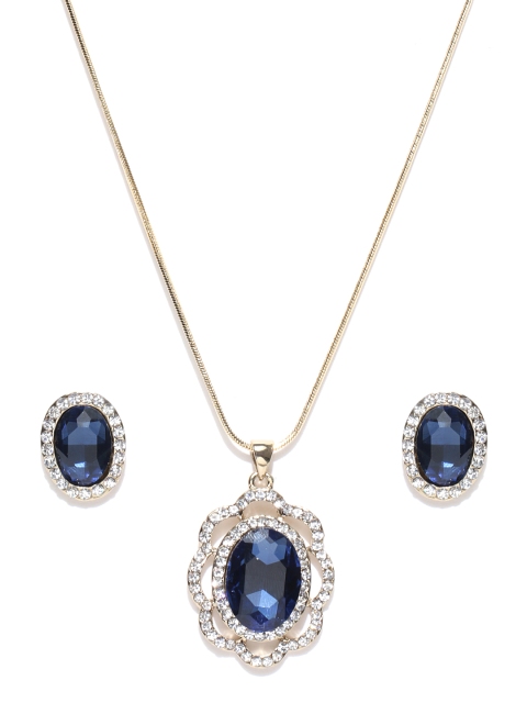 

Alamod Gold-Toned & Blue American Stone-Studded Jewellery Set