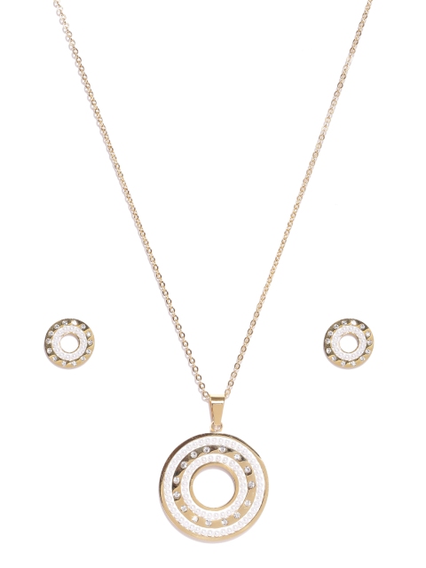 

Alamod White & Gold-Toned Beaded Circular-Shaped Jewellery Set