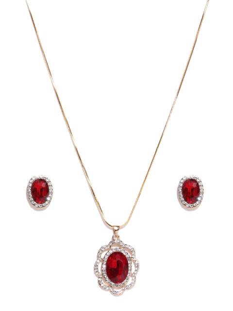 

Alamod Red & Gold-Toned Stone-Studded Jewellery Set