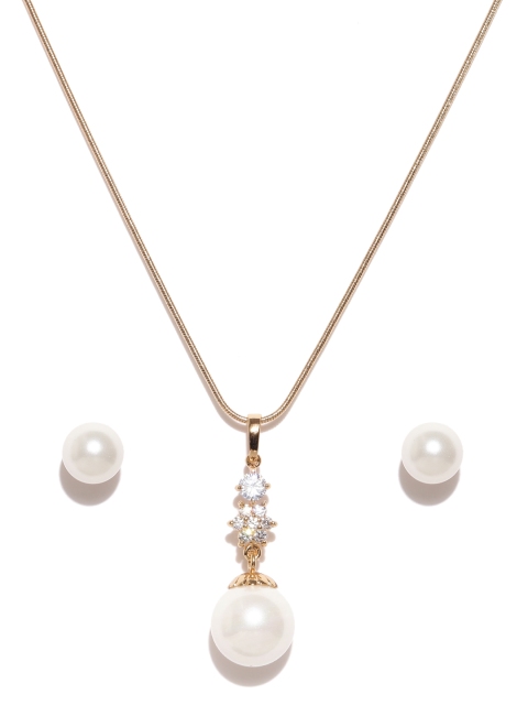 

Alamod White & Gold-Toned Beaded Jewellery Set