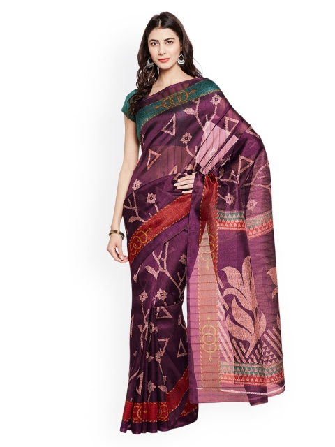 

Chhabra 555 Purple Silk Cotton Printed Banarasi Saree