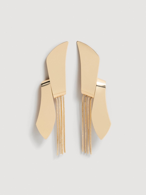 

MANGO Gold-Toned Tasseled Contemporary Drop Earrings