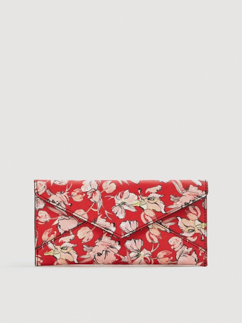 

MANGO Red Floral Print Envelope Clutch