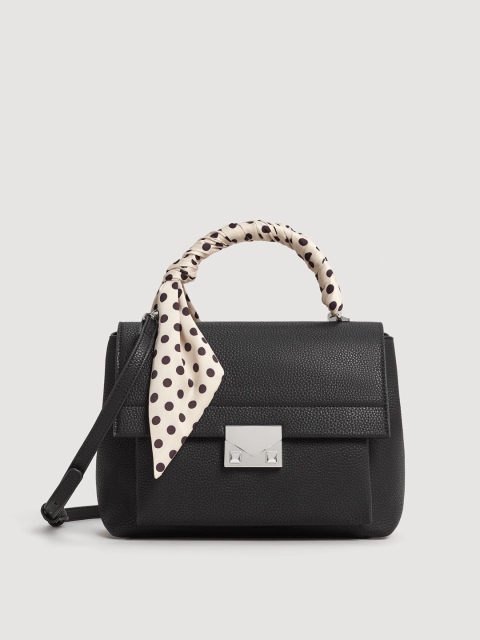 

MANGO Black Solid Satchel with Sling Strap