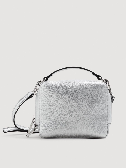 

MANGO Silver-Toned Solid Handheld Bag with Sling Strap