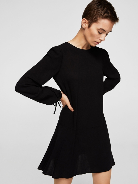 

MANGO Women Black Solid A-Line Dress
