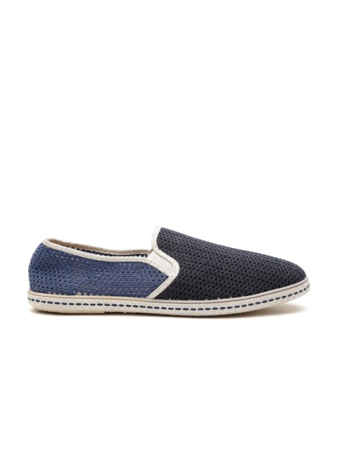 

MANGO MAN Navy Blue Colourblocked Slip-On Sneakers