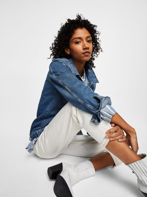 

MANGO Women Blue Solid Denim Jacket
