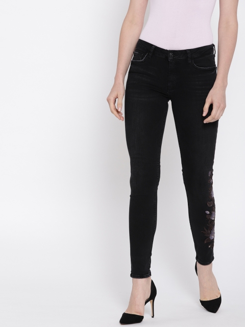 

MANGO Women Black Skinny Fit Mid-Rise Clean Look Stretchable Jeans