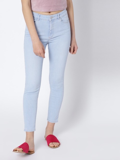 

MANGO Women Blue Skinny Fit Mid-Rise Clean Look Stretchable Cropped Jeans