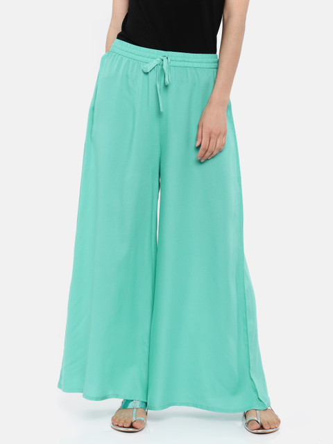 

Melange by Lifestyle Women Turquoise Blue Solid Flared Palazzos