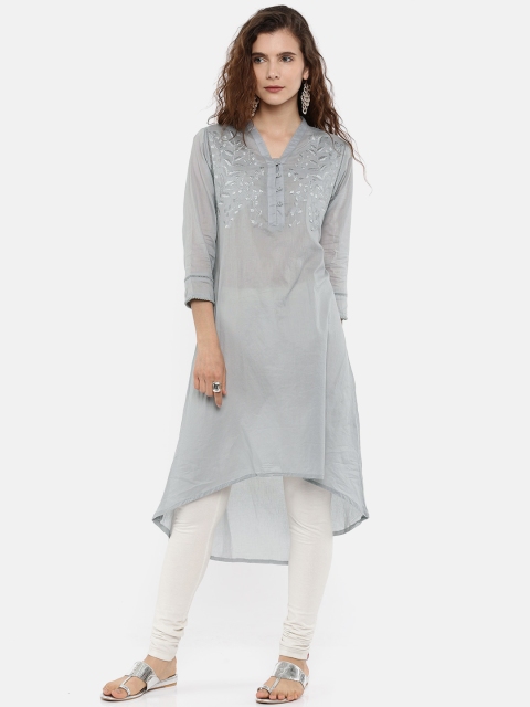 

Melange by Lifestyle Women Grey Embroidered Straight Kurta