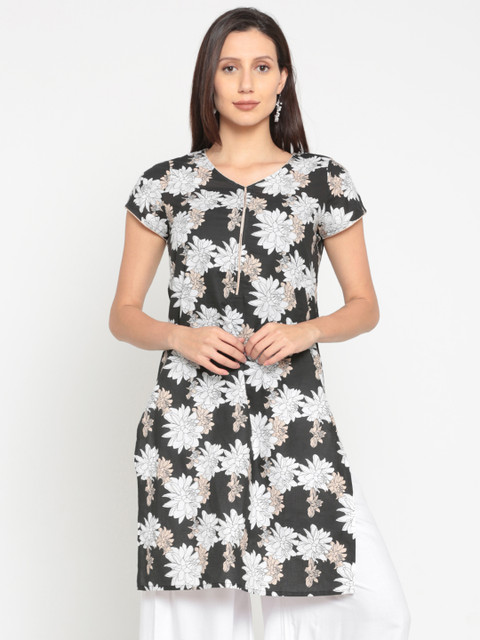 

Melange by Lifestyle Women Black & White Printed Straight Kurta