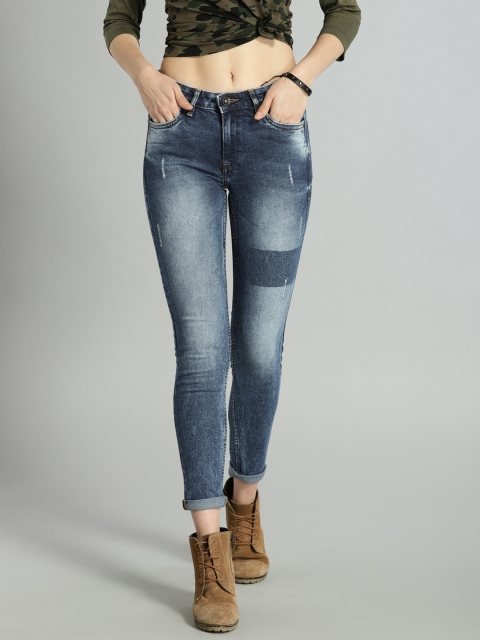 

Roadster Women Blue Skinny Fit Mid-Rise Low Distress Stretchable Jeans