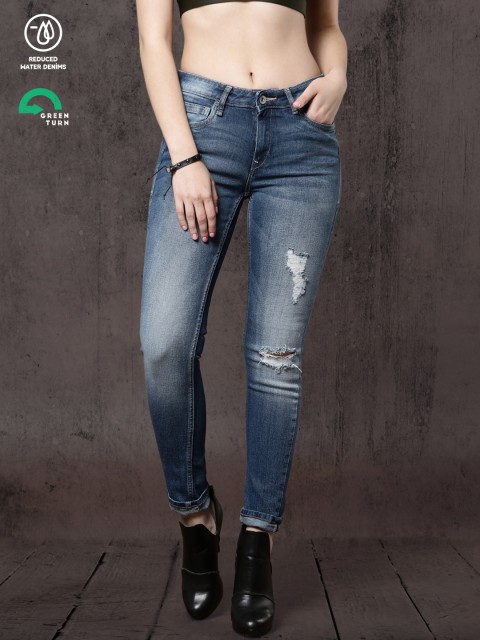 

Roadster GreenTurn Women Blue Skinny Mid-Rise Save Water Stretchable Jeans