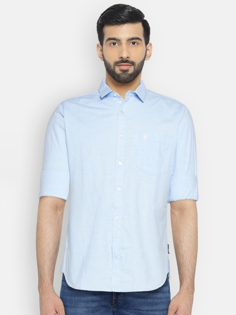 

French Connection Men Blue Slim Fit Solid Casual Shirt