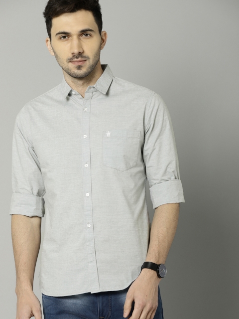 

French Connection Men Grey Slim Fit Checked Casual Shirt