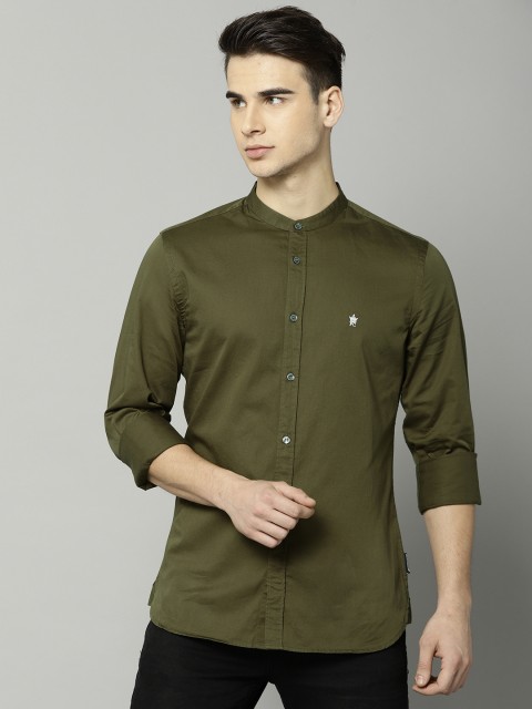 

French Connection Men Olive Green Slim Fit Solid Casual Shirt