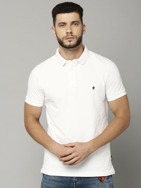 

French Connection Men White Solid Polo Collar T-shirt