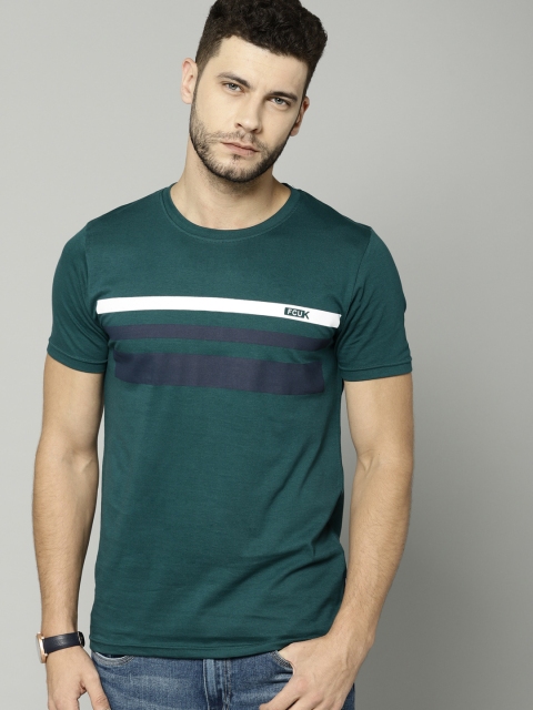 

French Connection Men Green Printed Slim Fit T-shirt