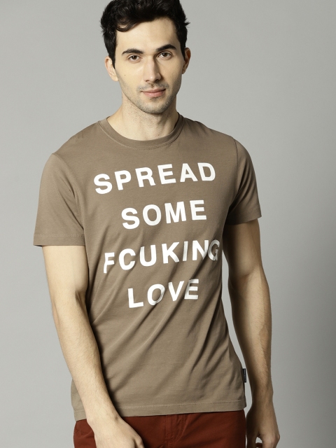 

French Connection Men Grey Printed Slim Fit T-shirt