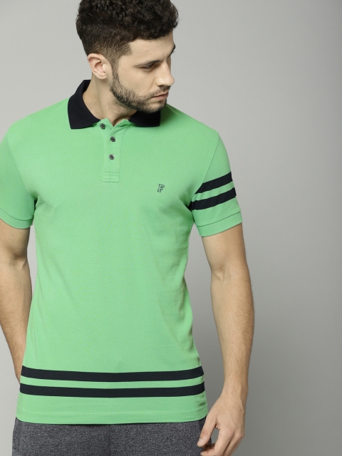 

French Connection Men Green Solid Polo Collar T-shirt