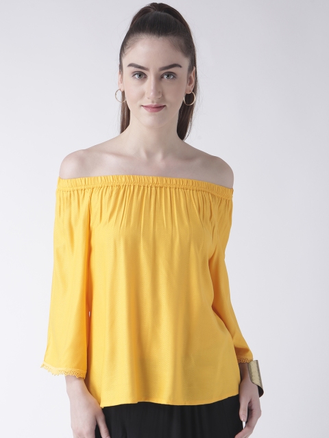 

Fusion Beats Women Yellow Solid Bardot Top