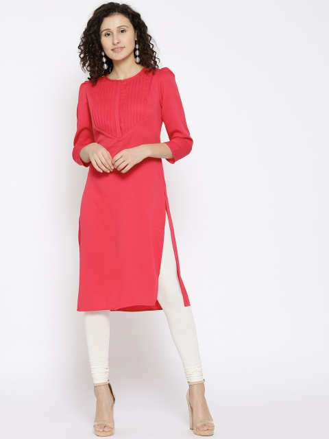 

Fusion Beats Women Pink Solid Straight Kurta