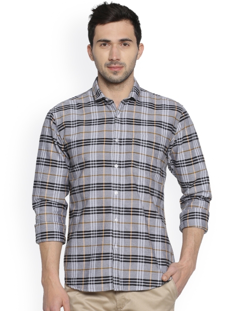 

Campus Sutra Men Grey & Black Regular Fit Checked Casual Shirt