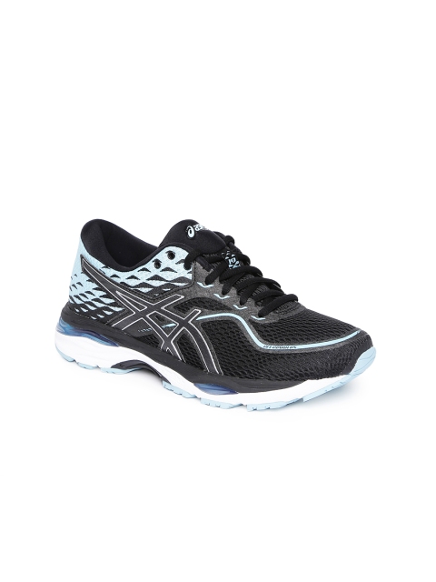 

ASICS Women Black & Blue GEL-CUMULUS 19 Running Shoes