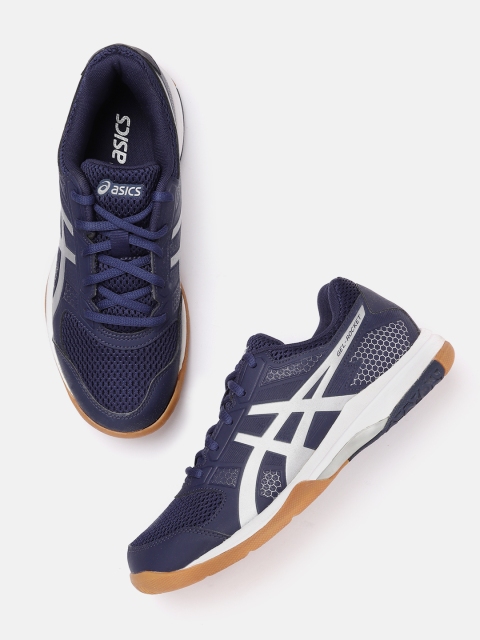 

ASICS Men Navy Blue Woven Design Gel-Rocket 8 Volleyball Shoes