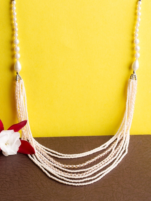Voylla Coral Silver-Plated Layered Necklace