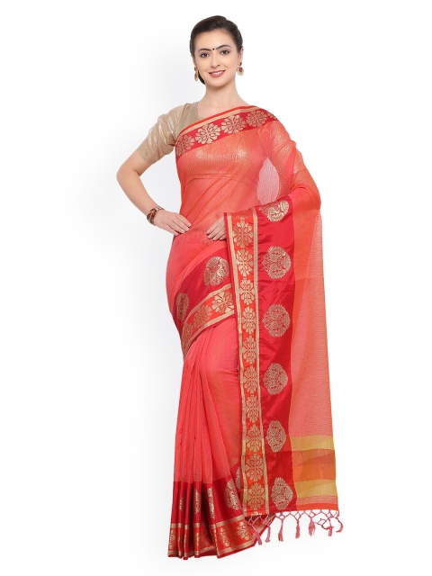 

Pisara Peach-Coloured Silk Cotton Woven Design Banarasi Saree