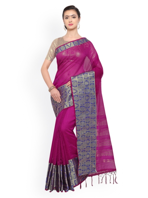 

Pisara Pink & Blue Silk Cotton Woven Design Banarasi Saree