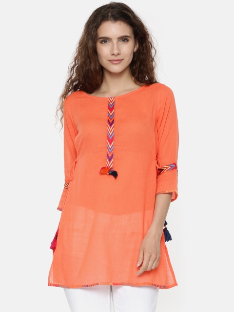 

Colour Me by Melange Coral Orange Solid Tunic