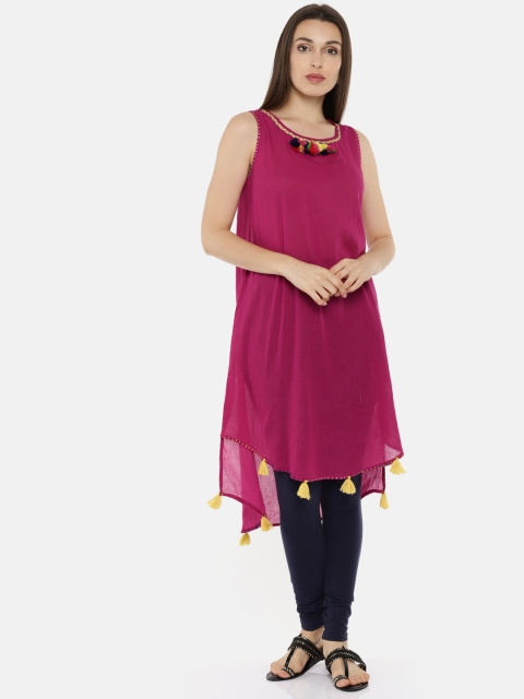 

Colour Me by Melange Women Magenta Solid A-Line Kurta
