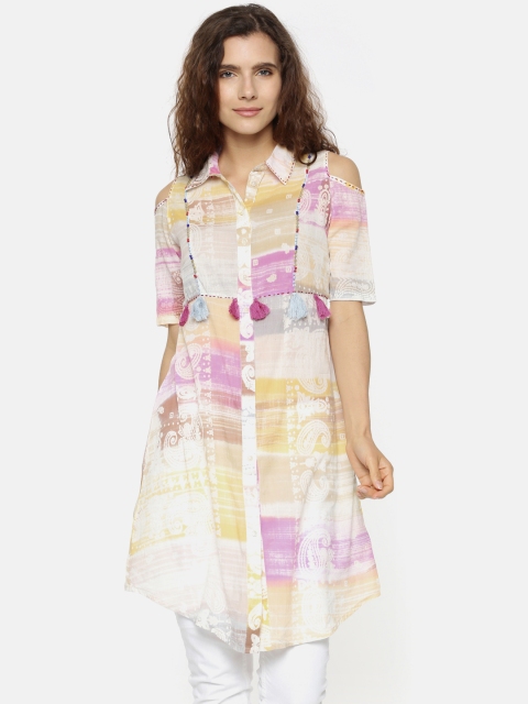 

Colour Me by Melange Yellow & Pink Printed Tunic