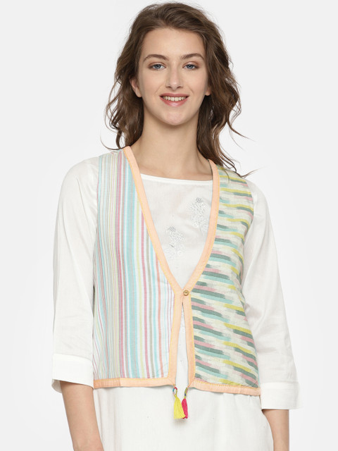 

Melange by Lifestyle Multicoloured Striped Waistcoat, Multi