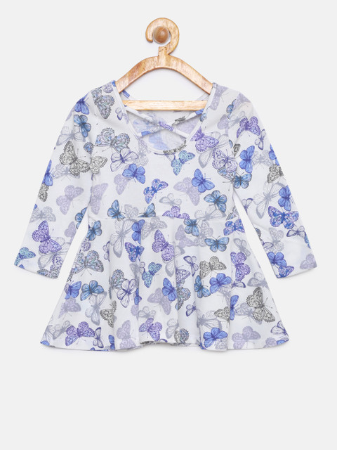 

The Childrens Place Girls White Printed Fit and Flare Dress