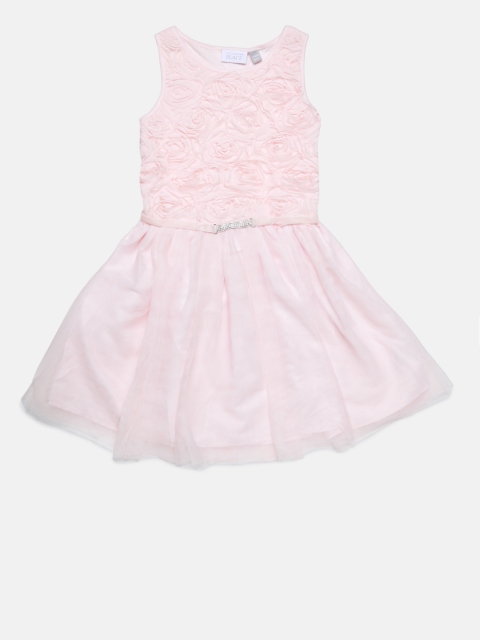 

The Childrens Place Girls Pink Self Design Fit and Flare Dress