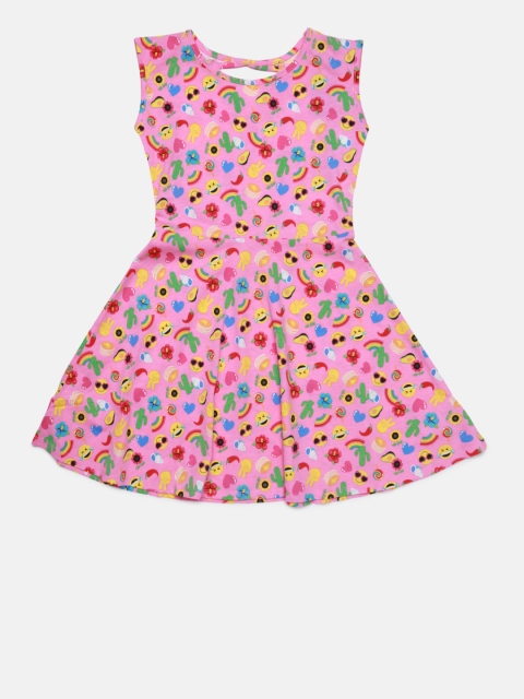 

The Childrens Place Girls Pink Printed Fit and Flare Dress