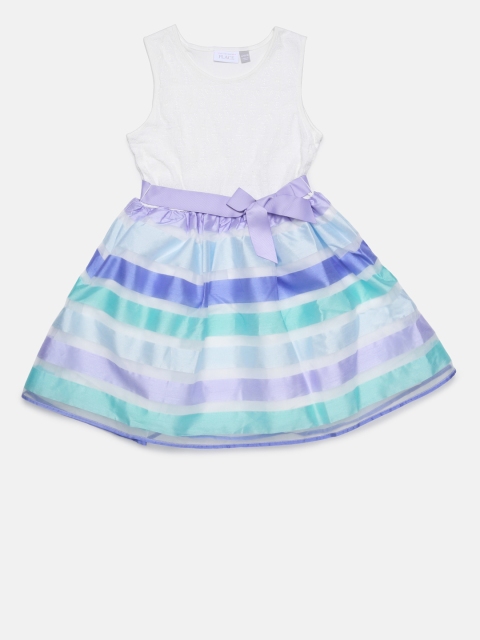

The Childrens Place Girls White & Blue Striped Fit and Flare Dress