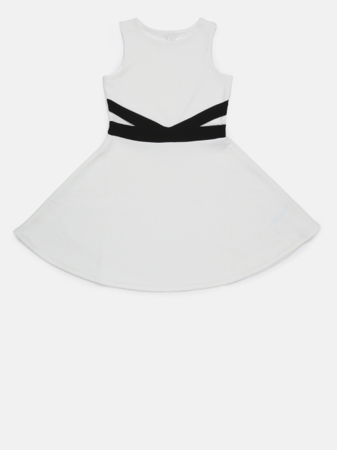 

The Childrens Place Girls White Solid Fit and Flare Dress