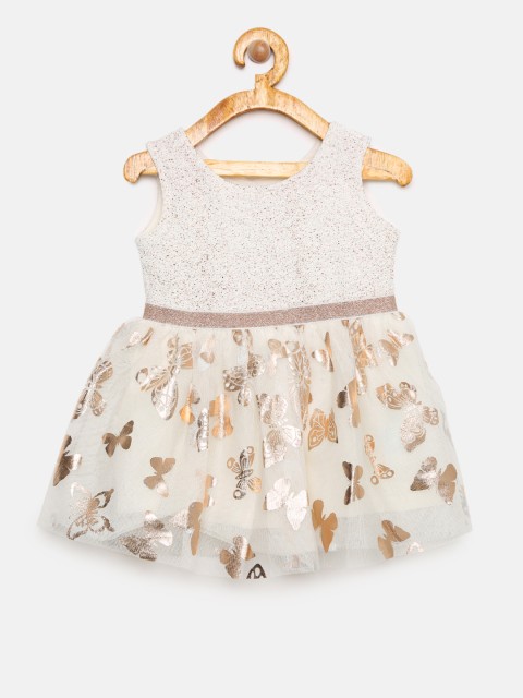 

The Childrens Place Girls White Printed Fit and Flare Dress