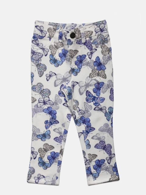 

The Childrens Place Girls White & Blue Floral Print Jeggings