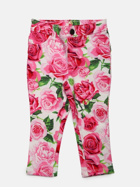 

The Childrens Place Girls White & Pink Floral Print Jeggings