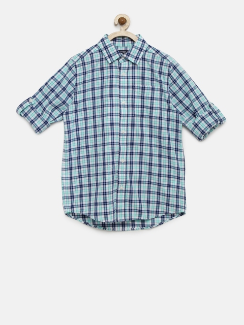 

The Childrens Place Boys White & Blue Regular Fit Checked Casual Shirt